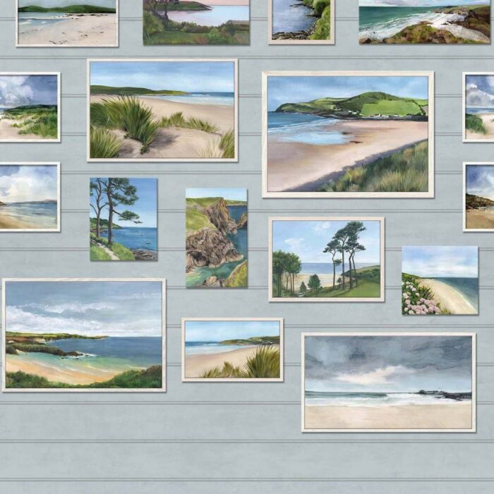 Seascape Wallpaper - Duck Egg fabric swatch W7681-02