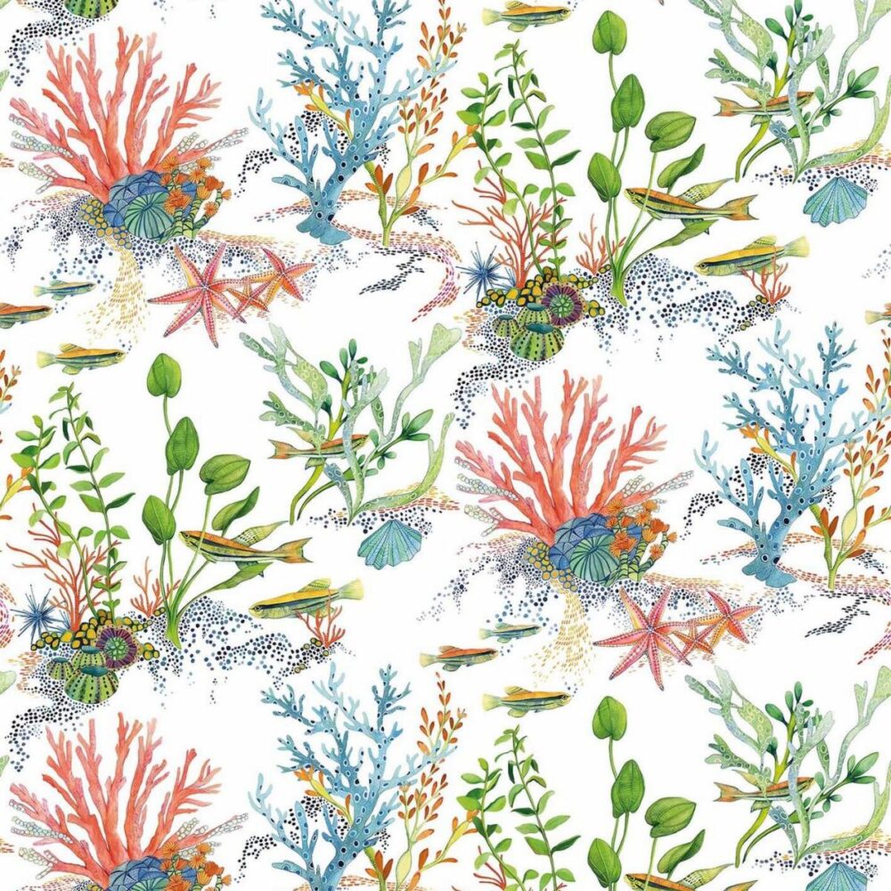 Coralline Wallpaper - Coral by multicolour botanical wallpaper from osborne & little