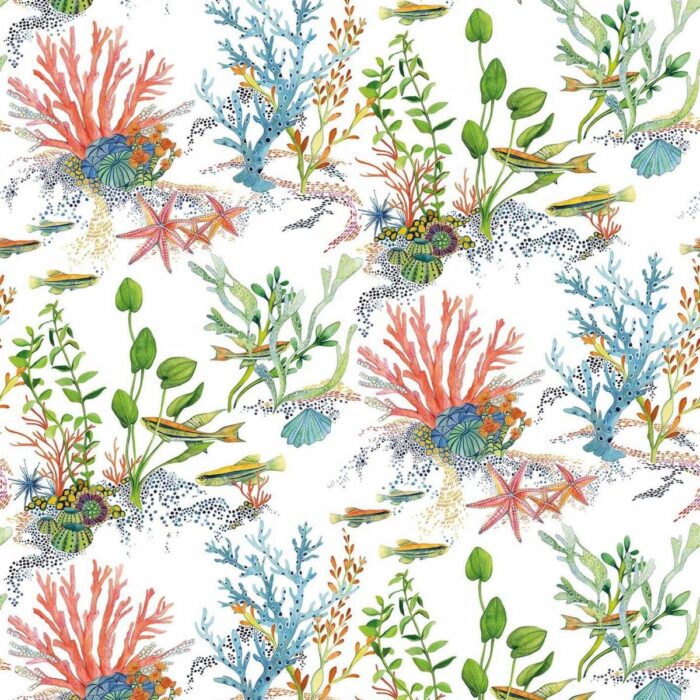 Coralline Wallpaper - Coral fabric swatch W7682-01