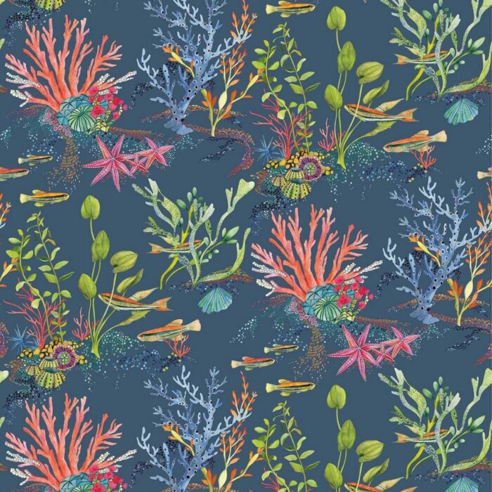 Coralline Wallpaper - Marine fabric swatch W7682-03