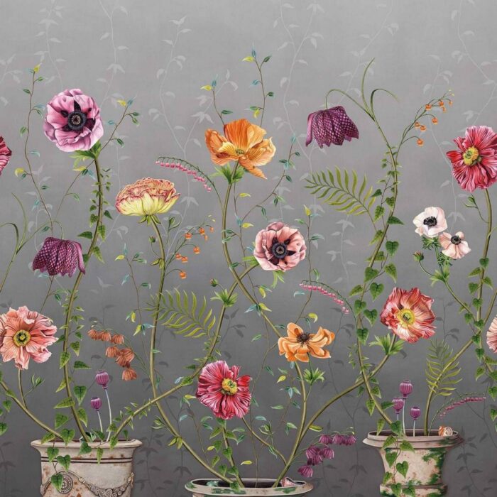 Lamorran Wallpaper - Charcoal fabric swatch W7683-04