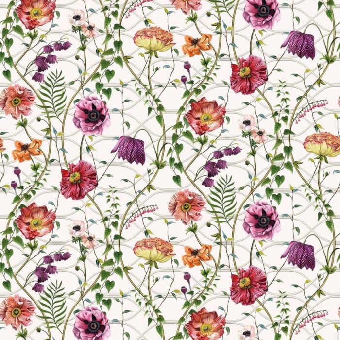 Lamorran Trail Wallpaper - Fuchsia fabric swatch W7684-01