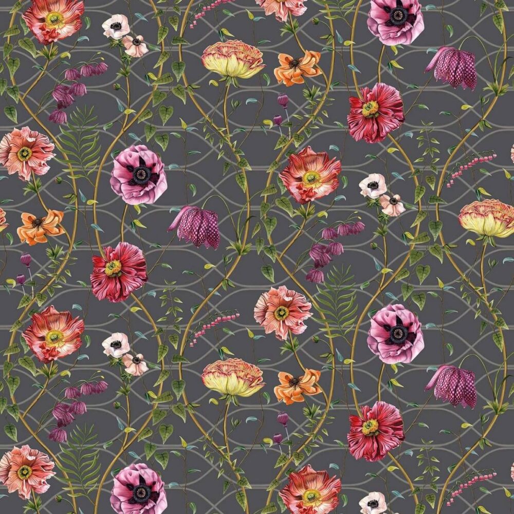 black-grey botanical wallpaper from osborne & little