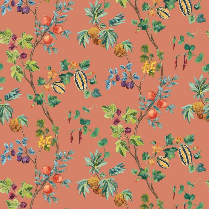 Orchard Wallpaper - Terracotta fabric swatch W7686-05