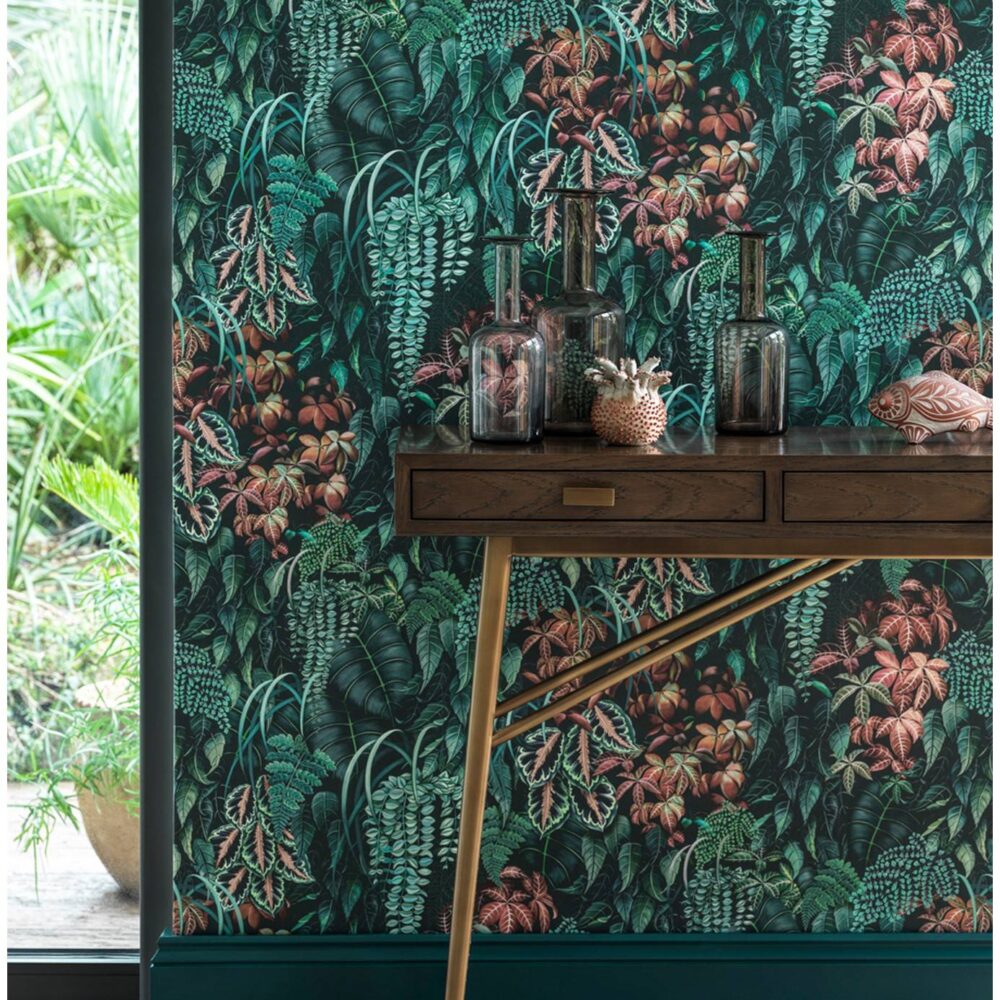 Green Wall Wallpaper - Peacock by Green Wall Wallpaper - Peacock from
