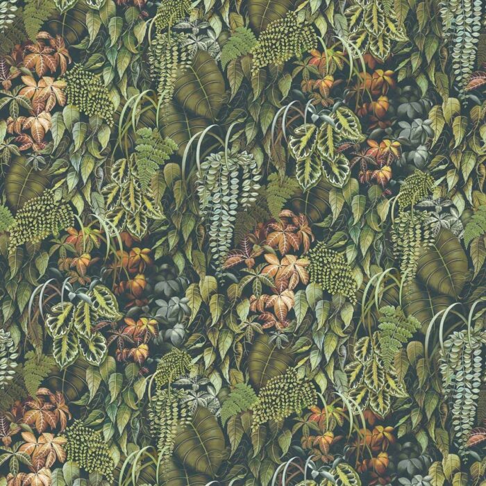 Green Wall Wallpaper - Olive fabric swatch W7687-02