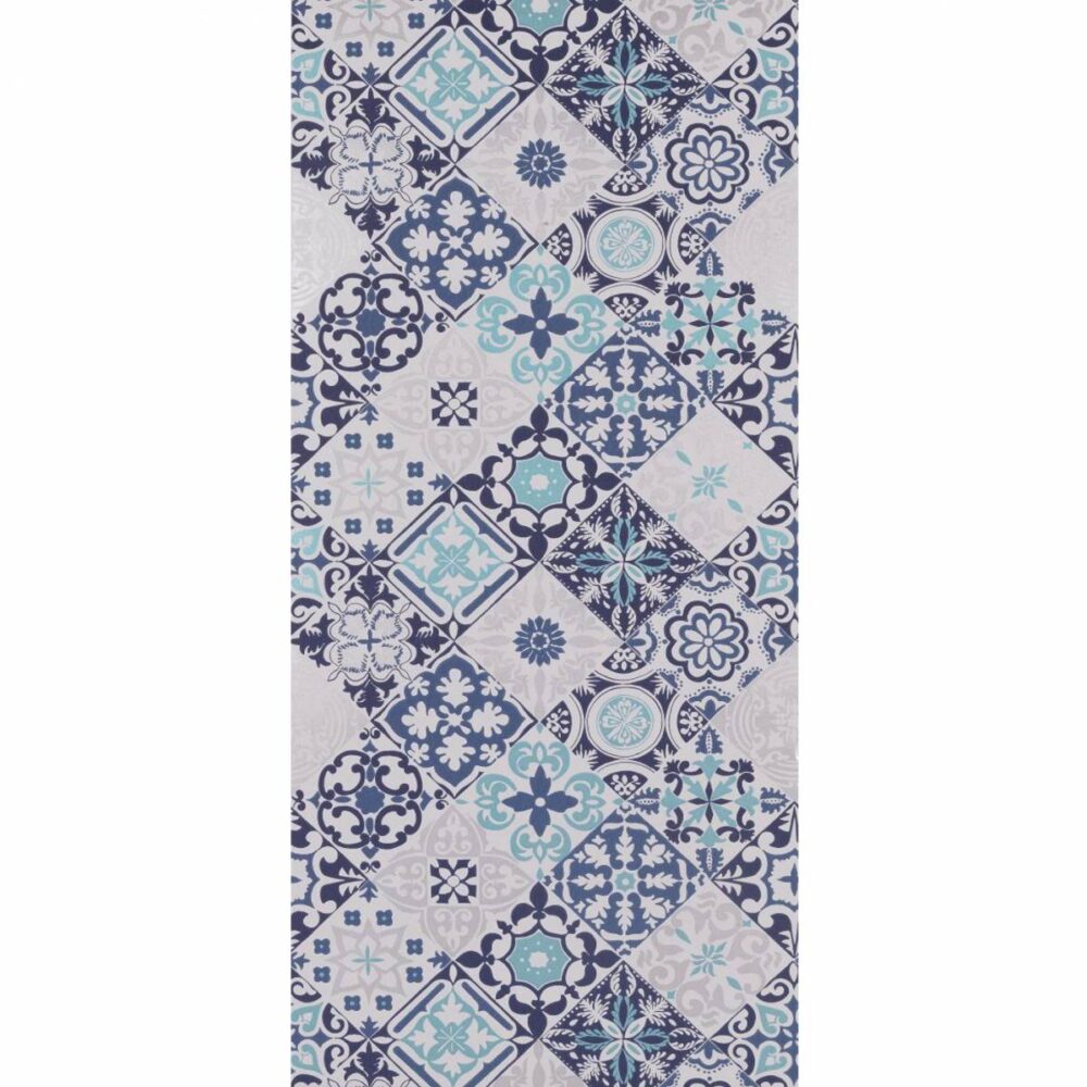 Cervo Wallpaper - Indigo / Silver / Aqua by blue geometric wallpaper from osborne & little