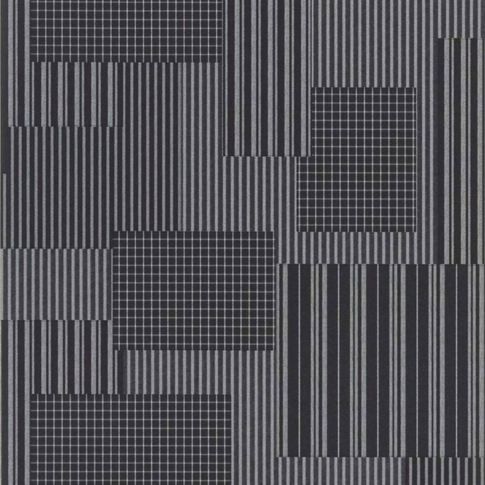 Rivington Patchwork Wallpaper - Vintage Black by black-grey geometric wallpaper from ralph lauren