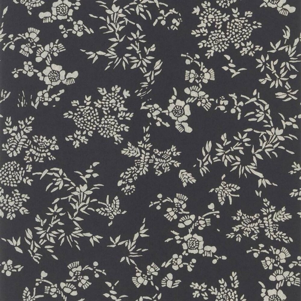 Teabowl Calico Wallpaper - Black by black-grey botanical wallpaper from ralph lauren