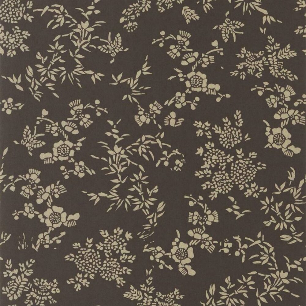 Teabowl Calico Wallpaper - Chocolate by brown botanical wallpaper from ralph lauren