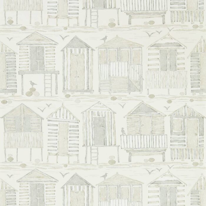 Beach Huts Wallpaper - Driftwood fabric swatch DCOA216561