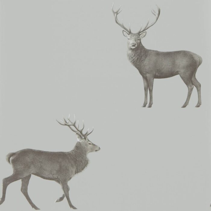 Evesham Deer Wallpaper - Silver Grey swatch