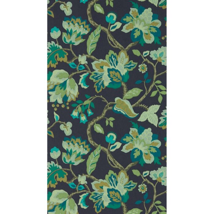 Amanpuri Wallpaper - Midnight / Eucalyptus swatch