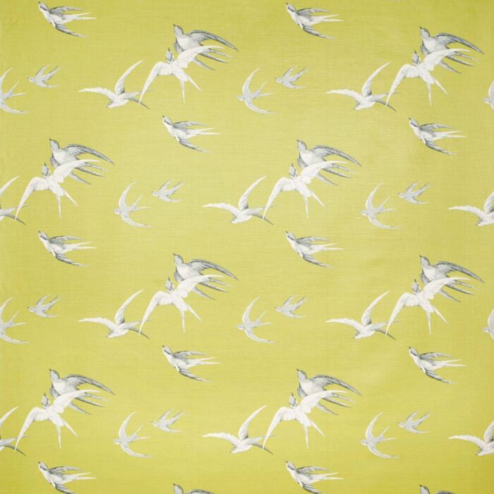 Swallows Wallpaper - Lime fabric swatch DVIWSW101