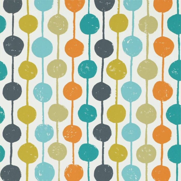 Taimi Wallpaper - Sulphur / Tangerine / Kingfi swatch