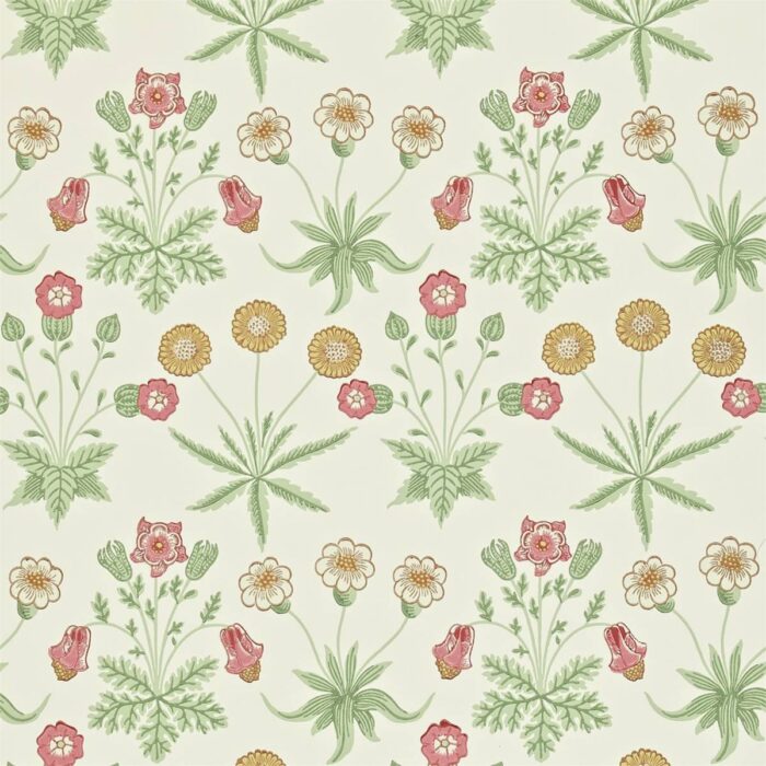 Daisy Wallpaper - Willow / Pink swatch
