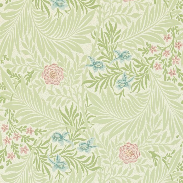 Larkspur Wallpaper - Green / Coral swatch