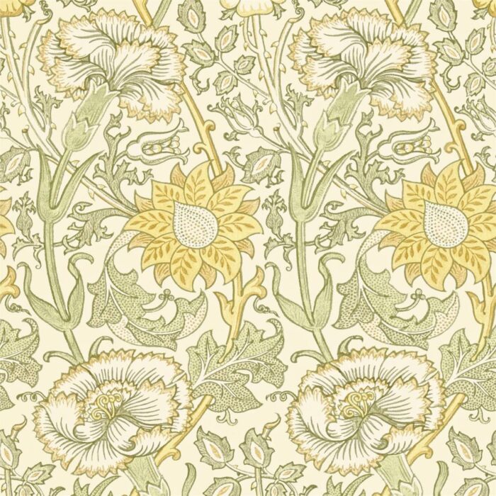 Pink & Rose Wallpaper - Cowslip / Fennel swatch