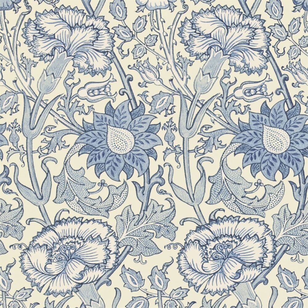 Pink & Rose Wallpaper - Indigo by blue botanical wallpaper from william morris & co