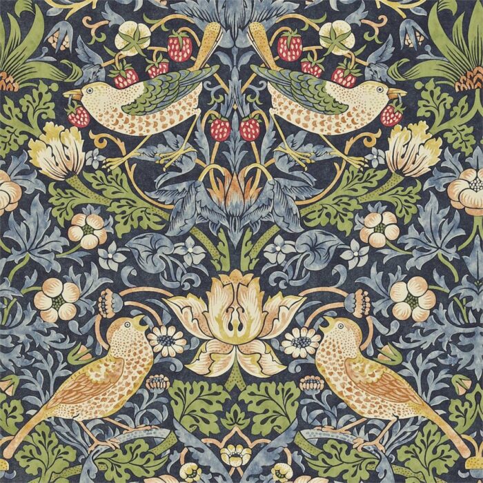Strawberry Thief Wallpaper - Indigo / Mineral swatch