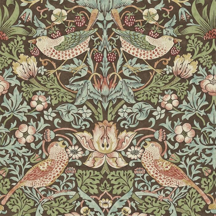 Strawberry Thief Wallpaper - Chocolate / Slate swatch