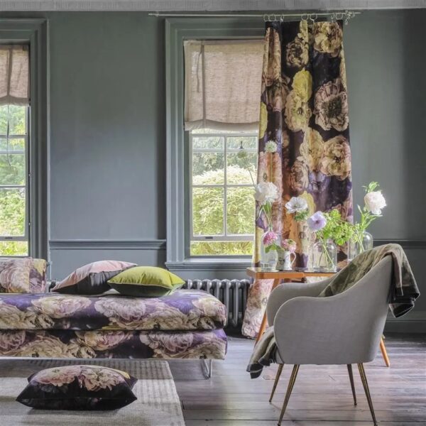 Le Poeme de Fleurs Fabric - Midnight by Le Poeme de Fleurs Fabric - Midnight from