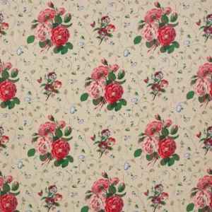 pink botanical cotton fabric from Colefax & Fowler