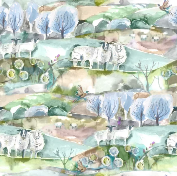 Buttermere Wallpaper - Sage by multicolour botanical wallpaper from voyage maison