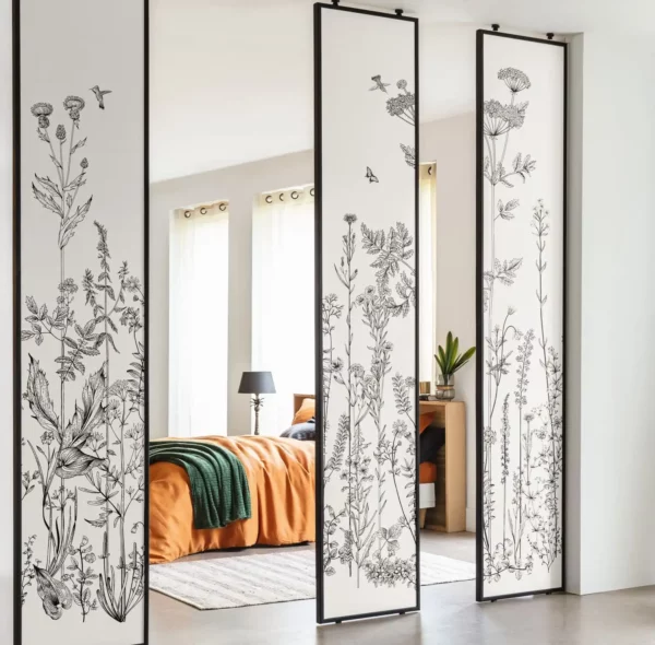 Wild Flowers Wallpanel - Noir from