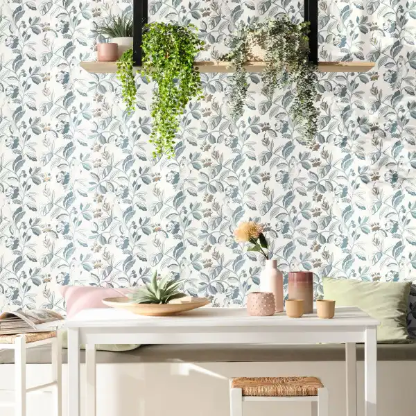 Sweet Feathers Wallpaper - Smoke Blue Dore by Sweet Feathers Wallpaper - Smoke Blue Dore from