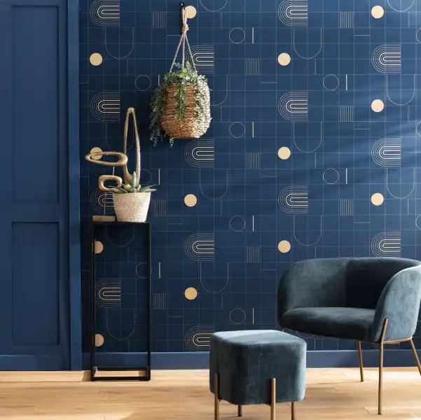Golden Curves Wallpaper - Smoke Blue Dore by Golden Curves Wallpaper - Smoke Blue Dore from