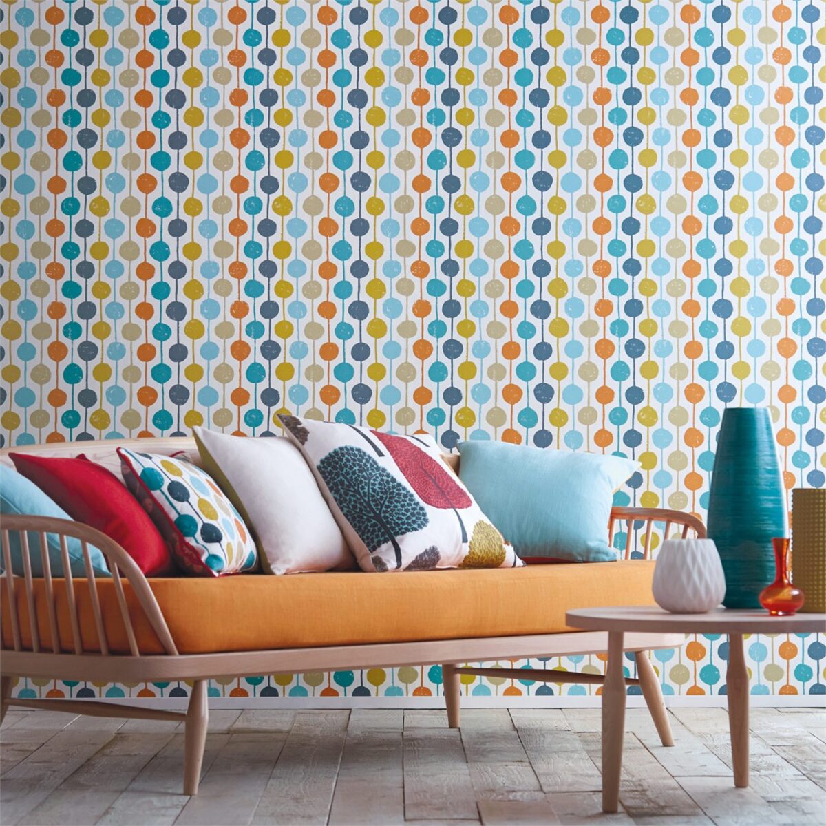 Taimi Wallpaper - Sulphur / Tangerine / Kingfi from
