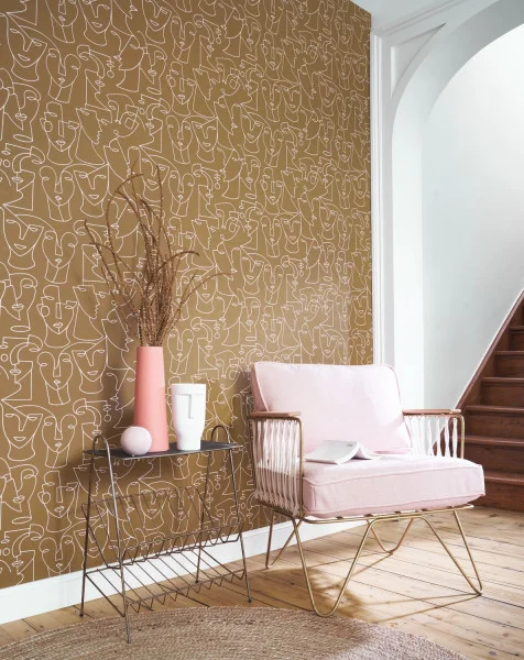 Portrait Wallpaper - Bleu / Beige by Portrait Wallpaper - Bleu / Beige from