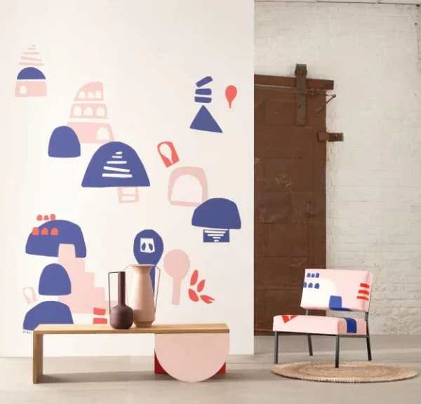 Village By Babel Brune Wallpanel - Pink from