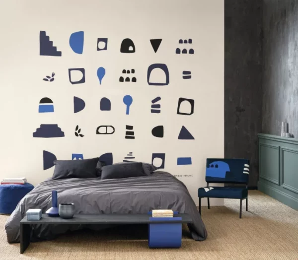 Hieroglyphes By Babel Brune Wallpanel - Blue from