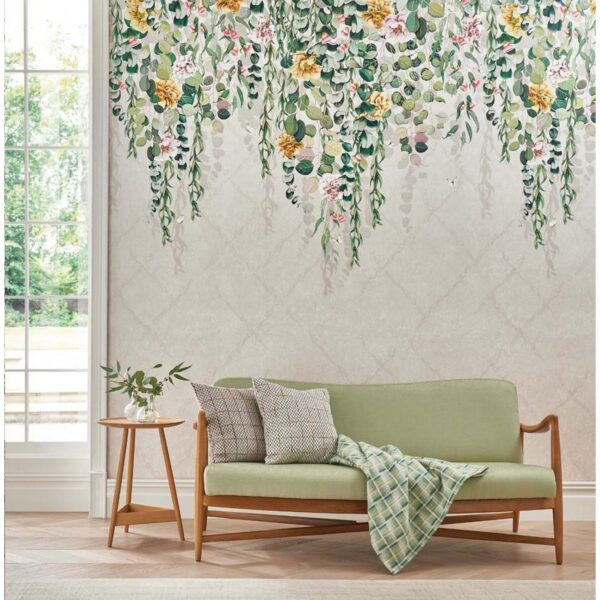 Eucalyptus Wallpaper - Linen / Coral from