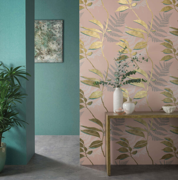 Feuille D'Or Wallpaper - Sage / Gold from