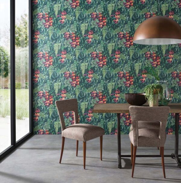 Greenwall Wallpaper - Emerald Green / Red by Greenwall Wallpaper - Emerald Green / Red from