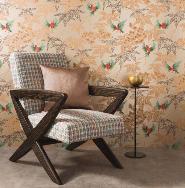 Grove Garden Wallpaper - Grey / Yellow / Cameo Blue from