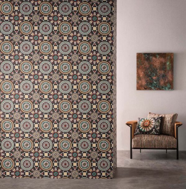 Rosetta Wallpaper - Charcoal / Mint from