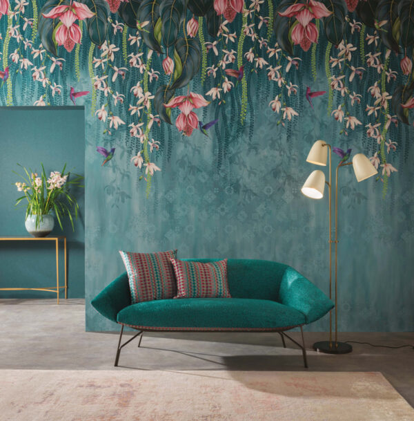 Trailing Orchid Wallpaper - Grey / Lemon by Trailing Orchid Wallpaper - Grey / Lemon from
