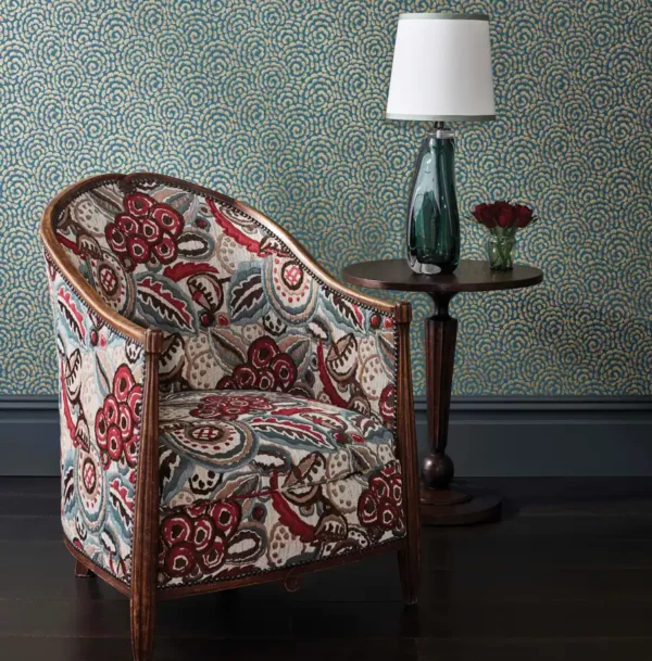 Marchmain Fabric - Red / Teal by Marchmain Fabric - Red / Teal from