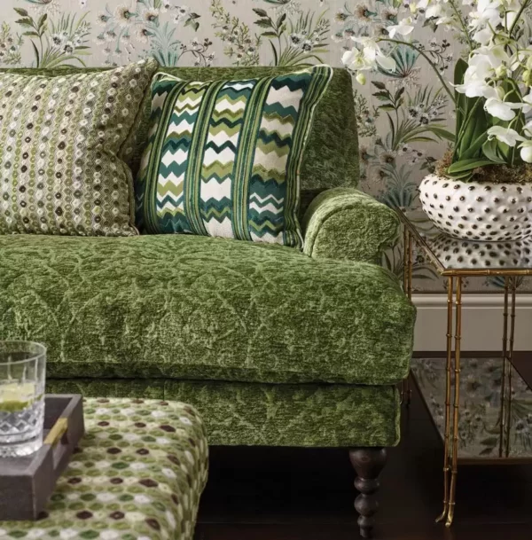 Brideshead Damask Fabric - Green by Brideshead Damask Fabric - Green from