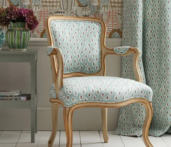 Beau Rivage Fabric - Duck Egg / Taupe by Beau Rivage Fabric - Duck Egg / Taupe from