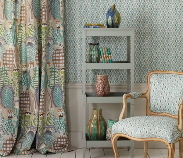 Collioure Fabric - Aqua / Green / Lilac by Collioure Fabric - Aqua / Green / Lilac from