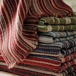 blue striped velvet-chenille fabric from Nina Campbell