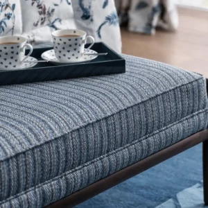 blue striped woven coffee table from Nina Campbell