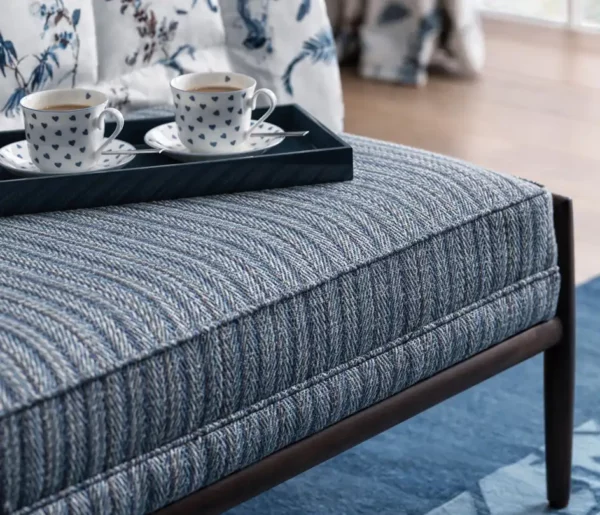 Balaine Fabric - Green / Taupe by blue striped woven coffee table from Nina Campbell