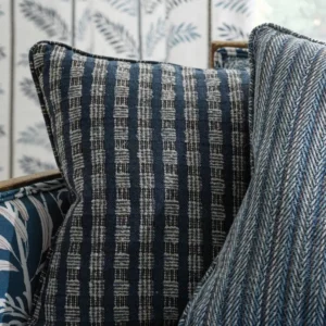 blue checked woven cushion from Nina Campbell