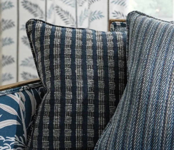 Aublet Fabric - Red / Blue by blue checked woven cushion from Nina Campbell